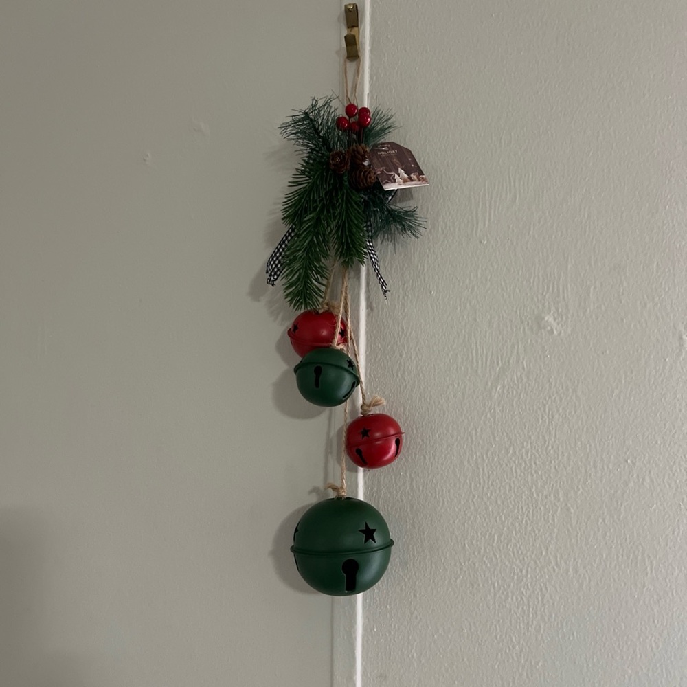 Holiday Collection Primitive Jingle Sleigh Bells Door Hanger NWT